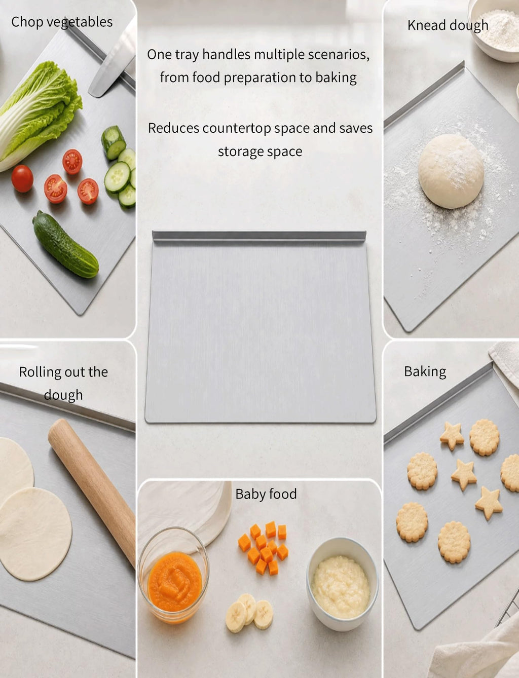 Stainless Steel Countertop Cutting Board & Kitchen Prep Mat