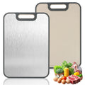 Double-Sided Stainless Steel & Wheat Straw Cutting Board with Juice Groove