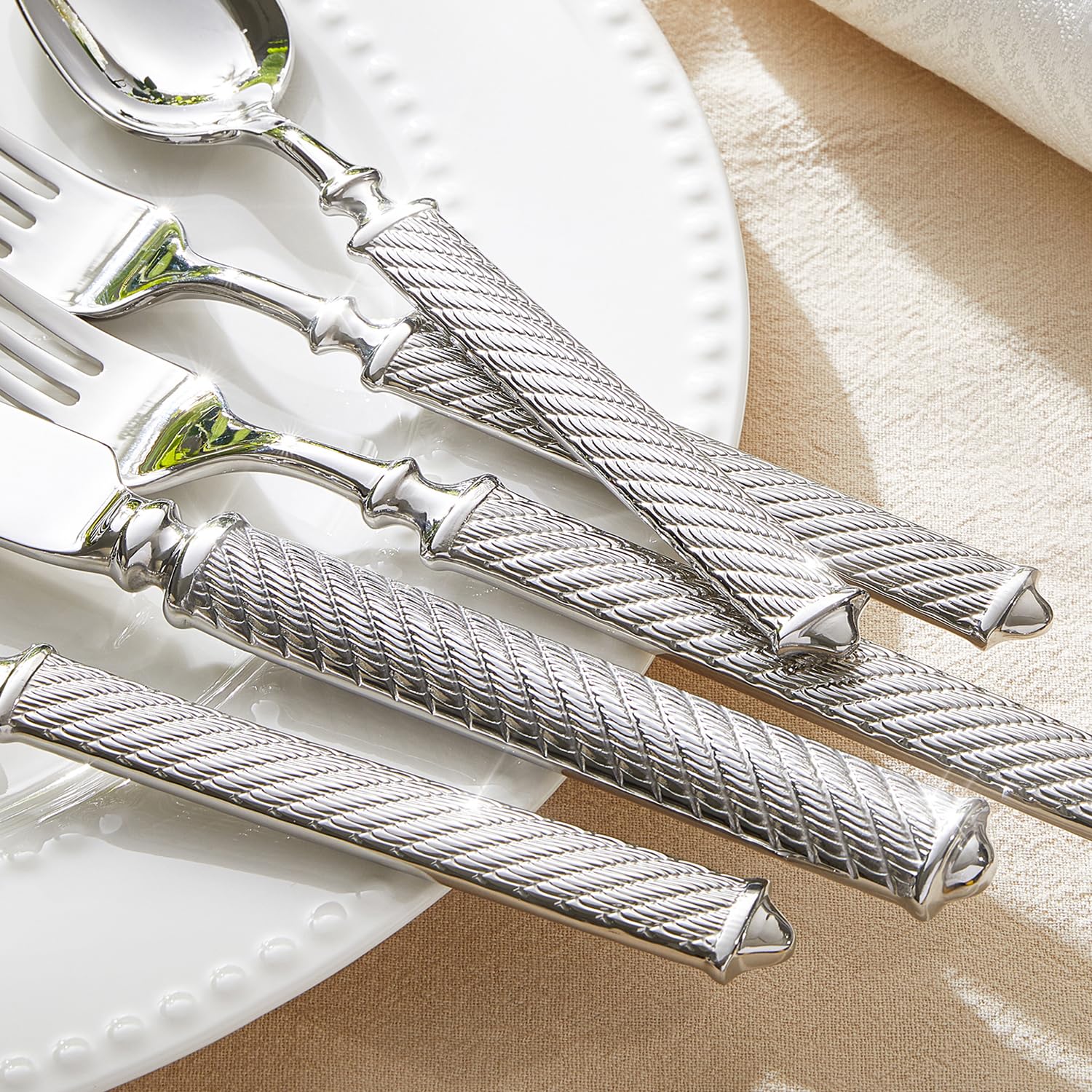 KINGSTONE Silverware Set, 18/10 Stainless Steel Flatware Set
