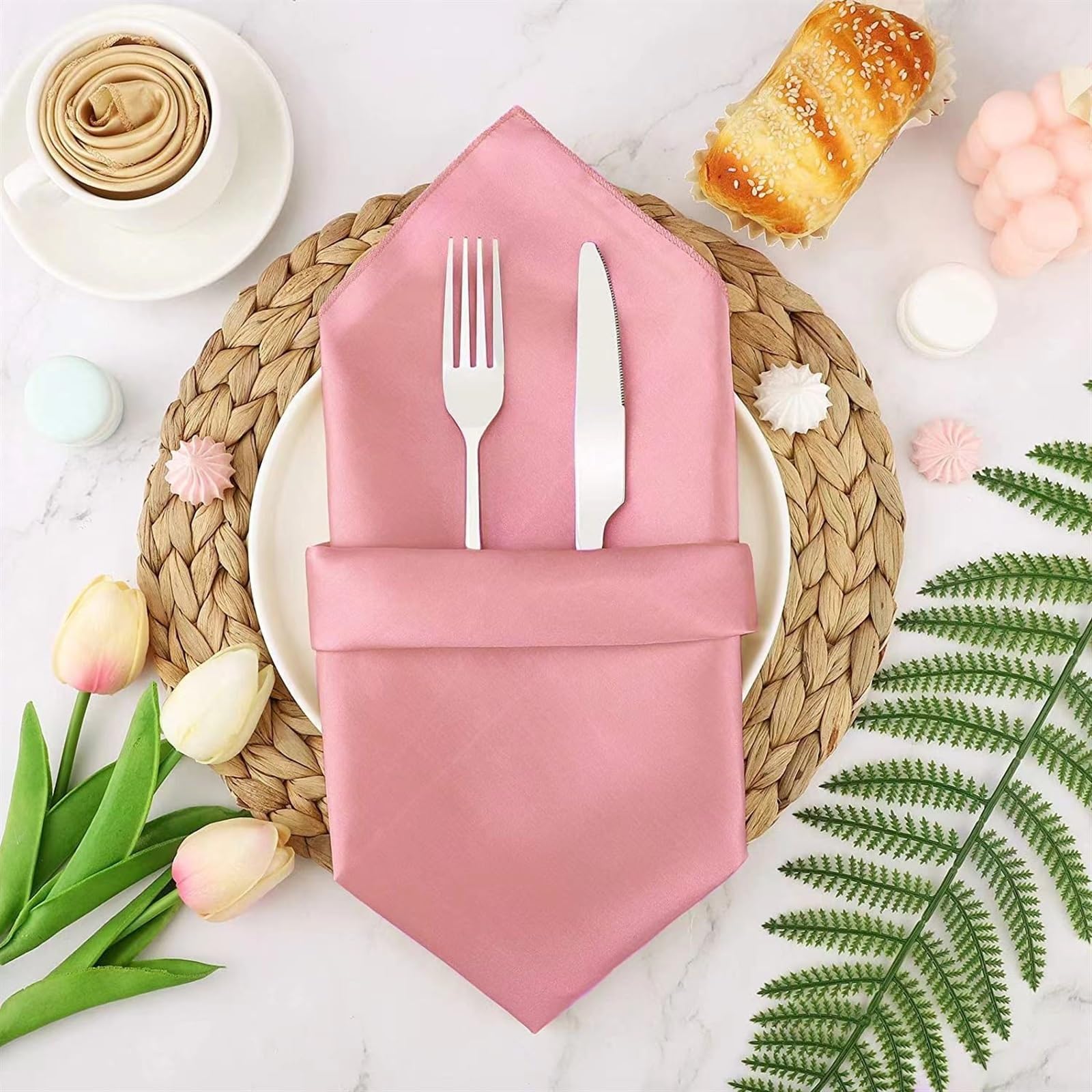 100-Piece Green Satin Dinner Napkin Set – 43 × 43 cm