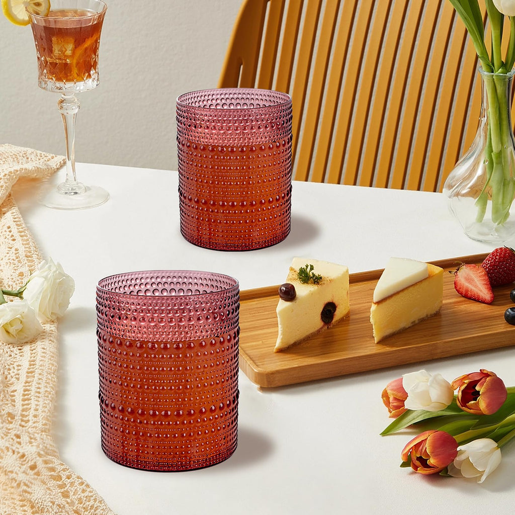 54-Piece Burgundy Plastic Drinkware Set with Hobnail Tumblers & Champagne Flutes
