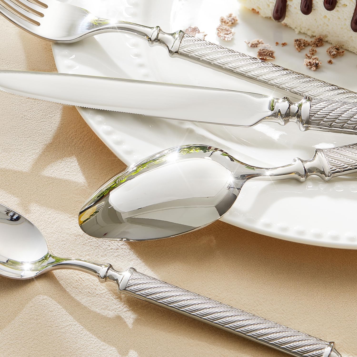KINGSTONE Silverware Set, 18/10 Stainless Steel Flatware Set