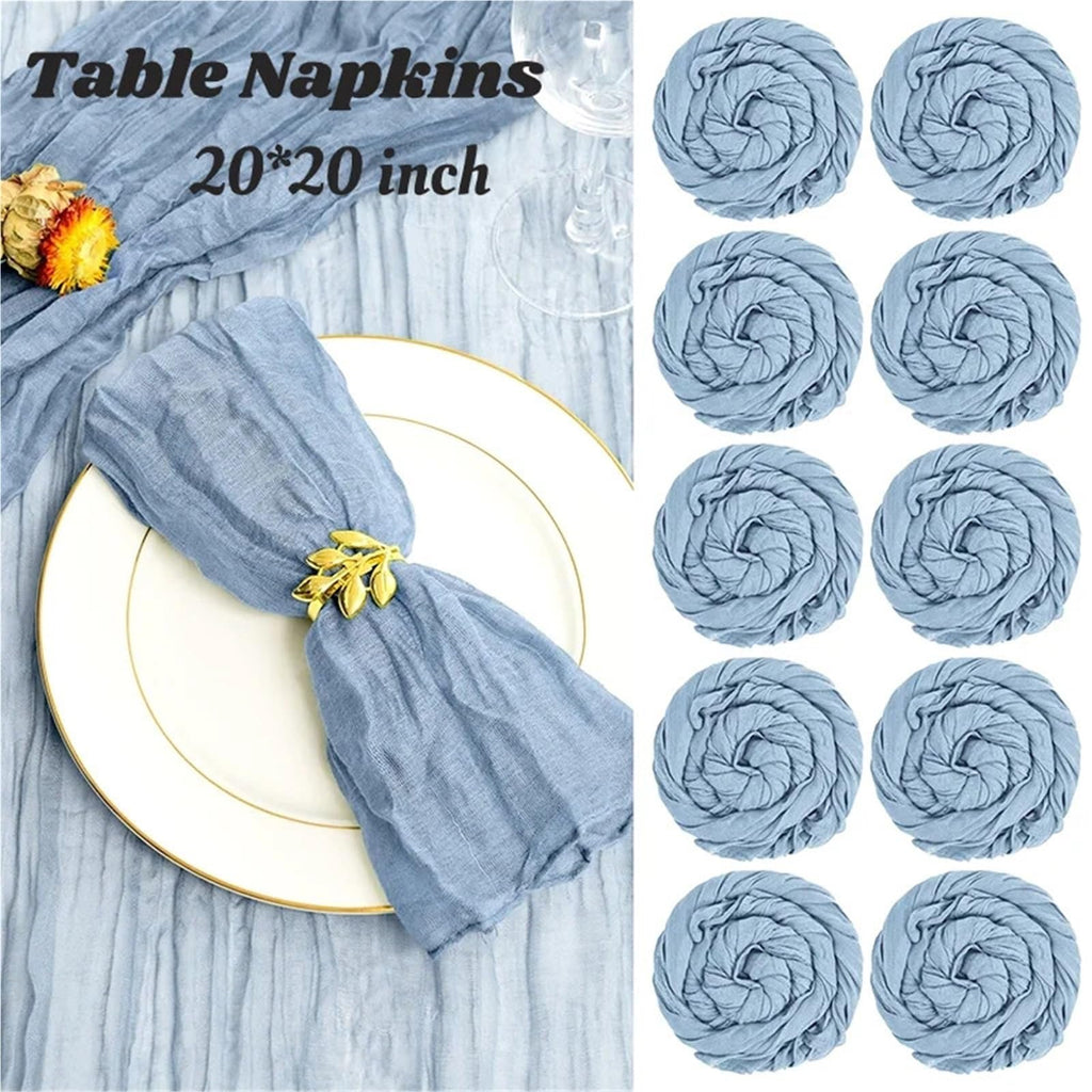 20-Piece Rustic Blue Gauze Table Napkin Set for Weddings & Home Dining