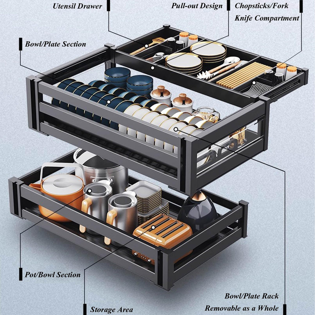 3-Tier Pull-Out Pantry & Under-Sink Organizer with Movable Dividers