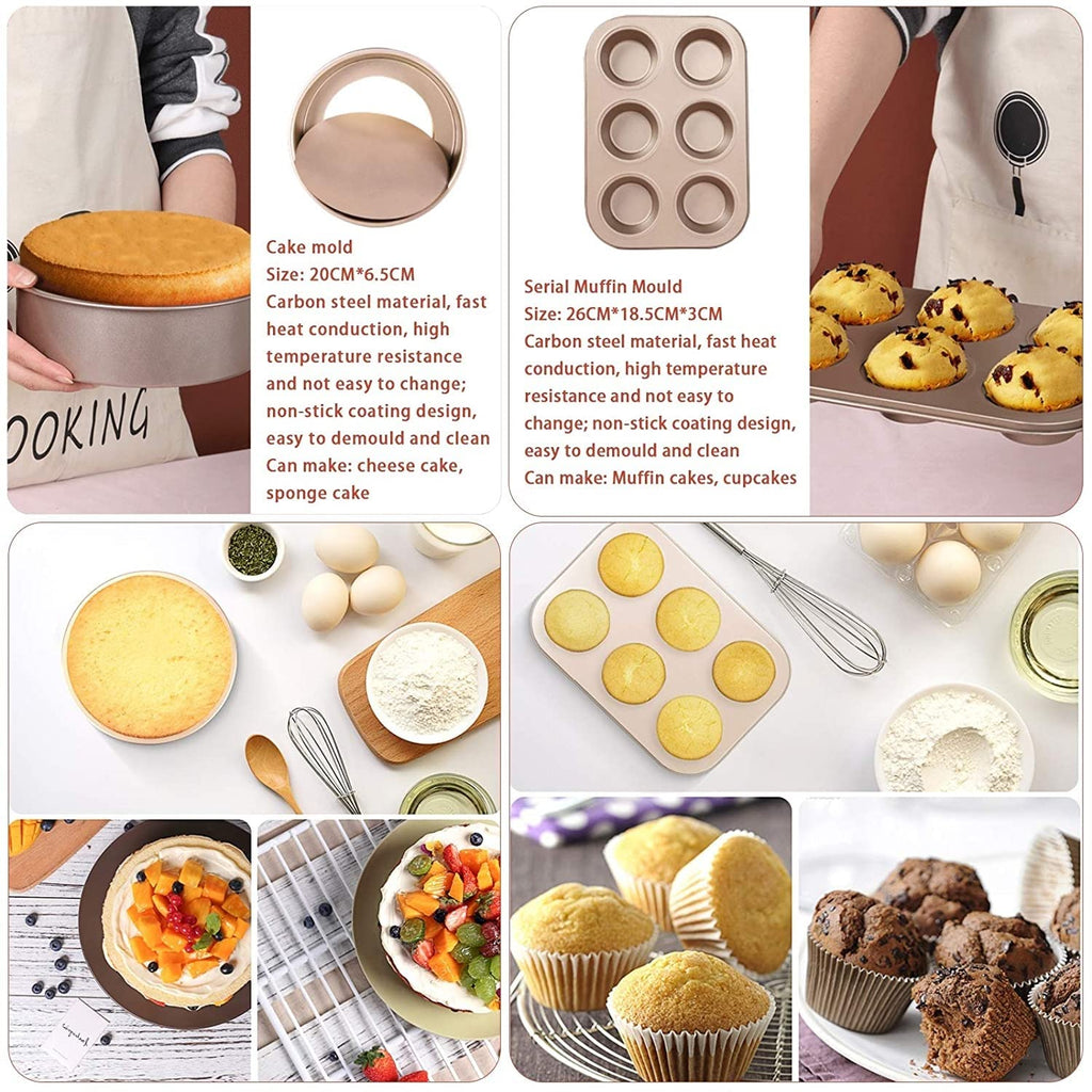 Non-Stick Bakeware Set with Cookie Sheet, Cake & Muffin Pans
