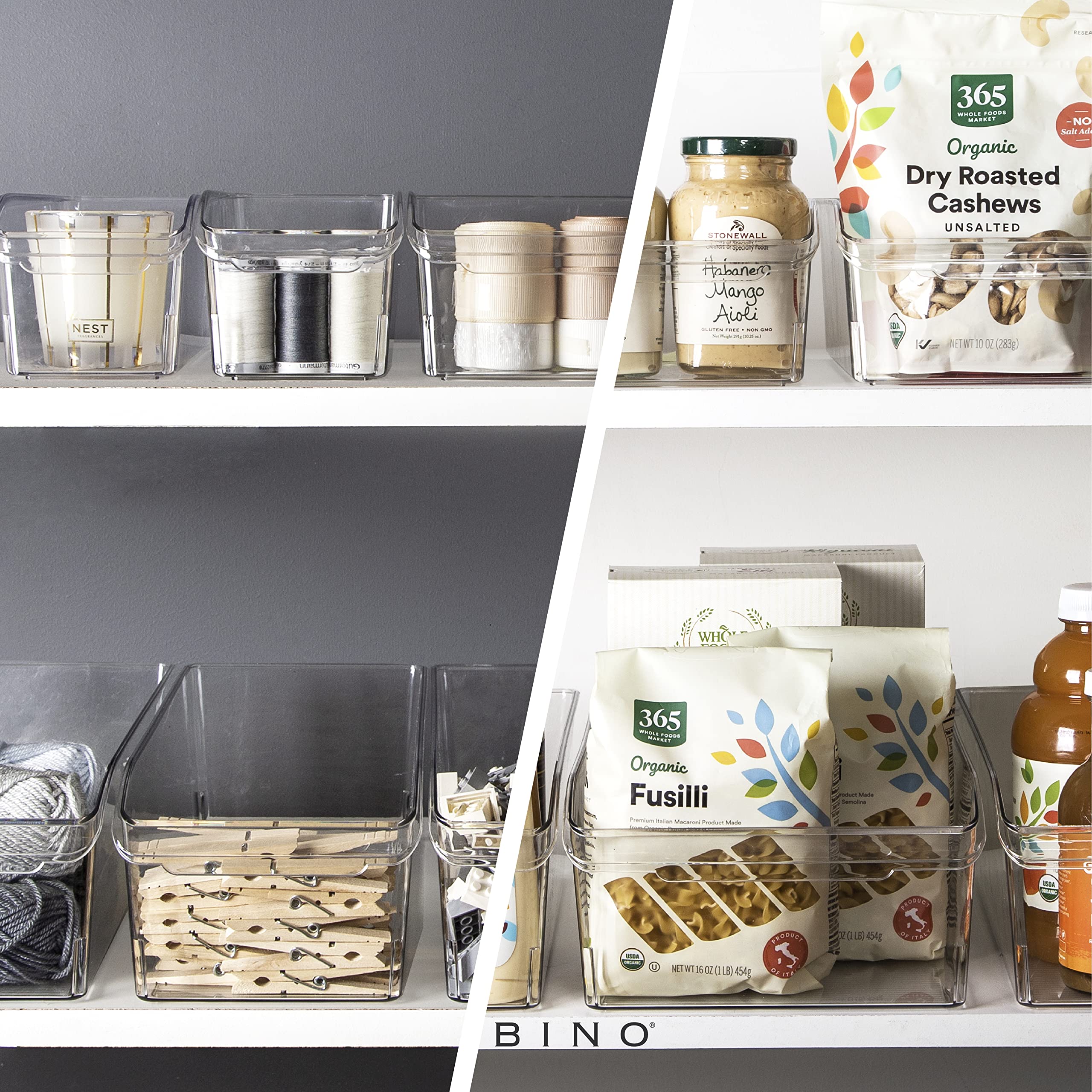 BPA-Free Multi-Use Storage Bins with Built-In Handles for Pantry, Fridge & Freezer