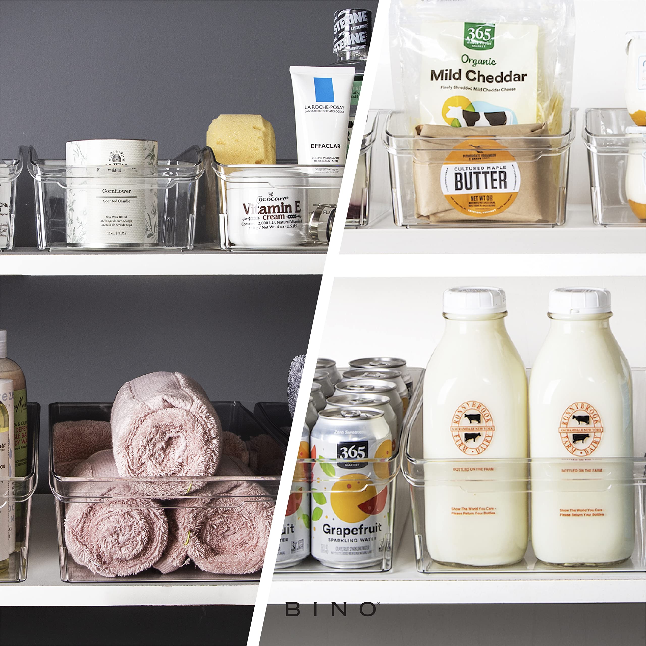 BPA-Free Multi-Use Storage Bins with Built-In Handles for Pantry, Fridge & Freezer